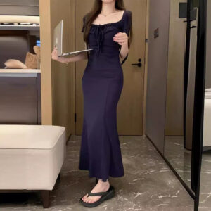 French-style Elegant Square-neck Dress For Women