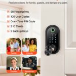 Fingerprint Door Lock, Electronic Biometric Deadbolt With Touchscreen, Auto Locking, One-Time Code, Anti-Peeking Password, Keyless Entry Door Lock With IC Cards, For Home, Apartment, Matte Black