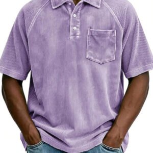 Men's Casual Lapel Corduroy Short-Sleeve Polo Shirt