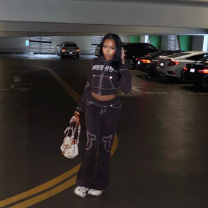 Casual Printed Sporty Sweatshirt Fashionable Womens Outfit