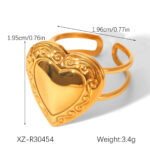 DIY Stainless Steel Heart Ring Womens Fashion