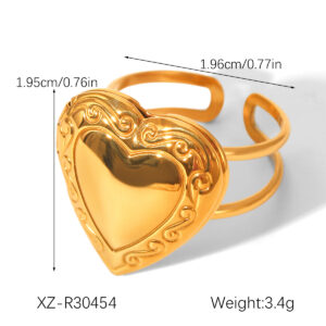 DIY Stainless Steel Heart Ring Womens Fashion