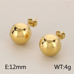Simple Versatile Titanium Steel Polished Bean-Shaped Round Stud Earrings