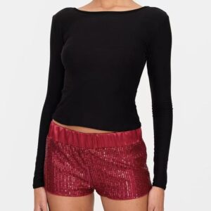 European And American-style Heavy-work Sequined Shorts For Women