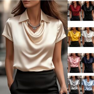 Elegant Minimalist Boat-neckline Shirt For Women