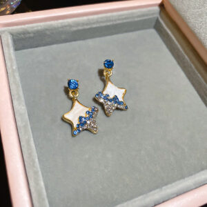 Blue Rhinestone Star Drop Earrings For Women Sparkly Star Dangle Earrings 925 Sterling Silver Needle Fashion Cute Star Jewelry