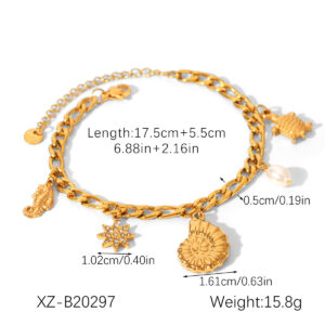 Starfish Shell Marine Element Stainless Steel Bracelet