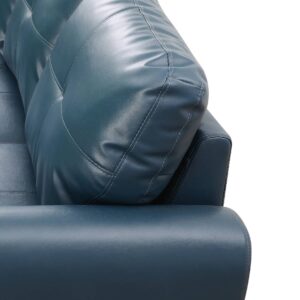 Pickup Only--Dark Grey Blue Faux 3-Piece Leather Living Room Sofa Set