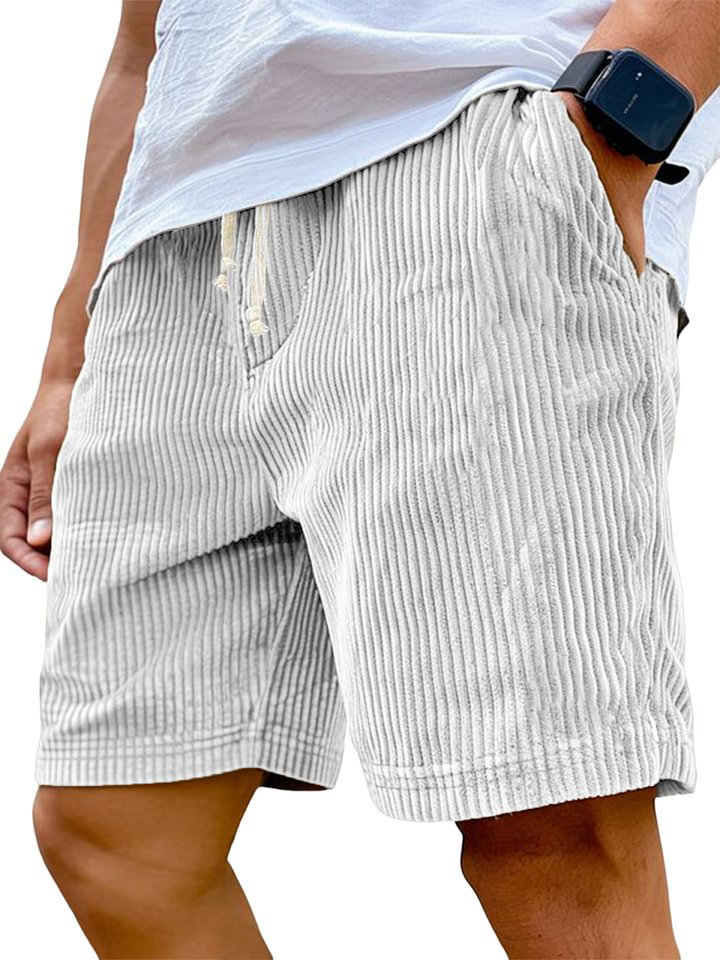 Men's Retro Embroidered Corduroy Fashionable Lace-up Casual Shorts - Image 3