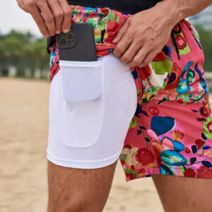 European And American 3D Digital-printed Mens Double-layer Beach Shorts