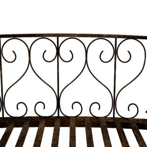 7' Metal Arch Garden Bridge Arc Footbridge with Side Railings Decorative Scrollwork, Bronze