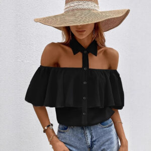 Fashionable Commuter Hollow-Out Collar Long-Sleeve