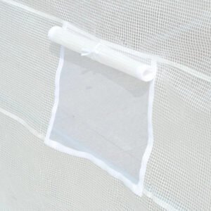 Plastic Greenhouse Cover Replacement, Heavy Duty Waterproof Tarp For Hoop House, Sheeting With 12 Windows, Door & Reinforcement Grid, White