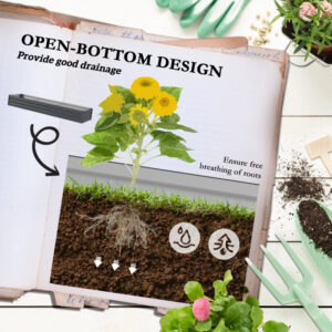 8x2x1ft Galvanized Raised Garden Bed Kit With Safety Edging For Flowers, Herbs And Vegetables, Dark Gray