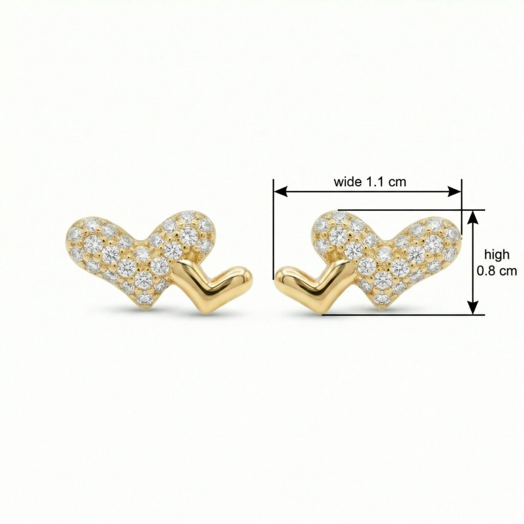 925 Sterling Silver Sparkling Pavé and Polished Heart-to-Heart Duo Stud Earrings