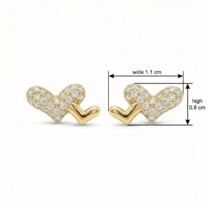 925 Sterling Silver Sparkling Pavé and Polished Heart-to-Heart Duo Stud Earrings