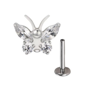 Butterfly Whisper 1 Pair Of Women's Earrings, Butterfly Shaped Earrings, Stainless Steel Zircon Earrings With Flowers, Crystal Clusters Blooming