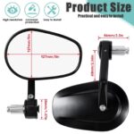 Motorcycle Handlebar End Mirror, Mirror, Rearview Mirror, CNC E-checked, 7/8", Black