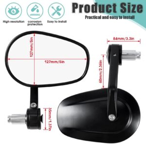 Motorcycle Handlebar End Mirror, Mirror, Rearview Mirror, CNC E-checked, 7/8", Black