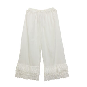 Elastic-Waist Solid Color Cotton-Linen Cropped Pants