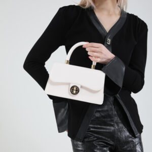 Spring Womens Commuter Light-Luxury Solid-Colored Crossbody Bag With Lock Closure