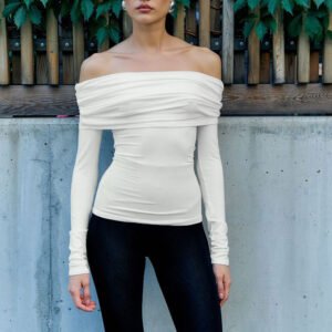 Chic Off-shoulder Slim-fit Versatile Long-sleeve Top