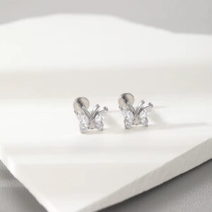 Butterfly Whisper 1 Pair Of Women's Earrings, Butterfly Shaped Earrings, Stainless Steel Zircon Earrings With Flowers, Crystal Clusters Blooming