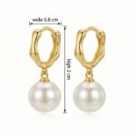 925 Sterling Silver Elegant Wavy Huggie Hoop Earrings with Lustrous White Pearl Drops