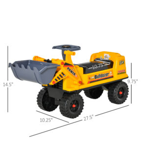 Kids Bulldozer Ride-On Toy for Toddler with Tough Wheels, Outdoor Construction Toy with Controllable Digging Bucket, Yellow