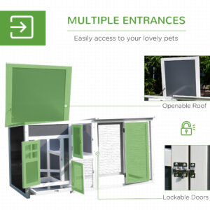 PawHut 63 Outdoor Chicken Coop Wooden, Chicken Cage With Run Area, Nesting Box, Hen House With Waterproof Roof, Removable Tray