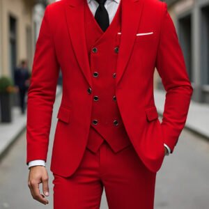 Double-breasted Suit Set Mens Three-piece Business Suit