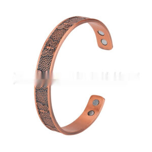 Red Copper Magnetic Vintage Bracelet With Butterfly Design Widened Magnetic Clasp