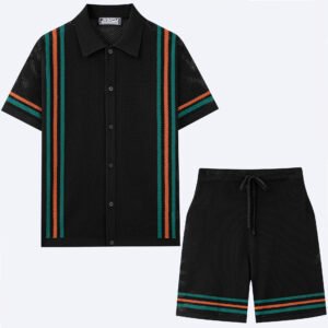 Men's Hollow-Out Short-Sleeve Knitted Sweater Set