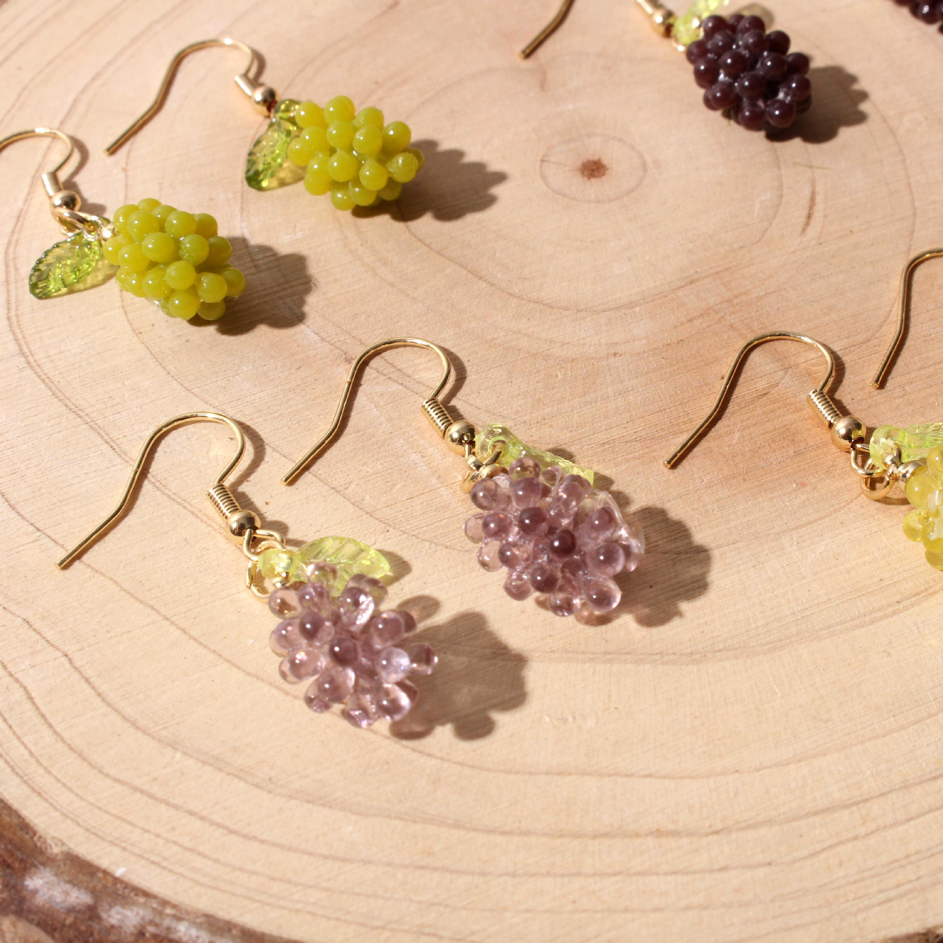 Grape Cluster Acrylic Pendant Earrings