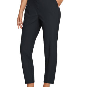 Womens High-Waist Casual Pants With Elastic Waistband Zippered Pockets