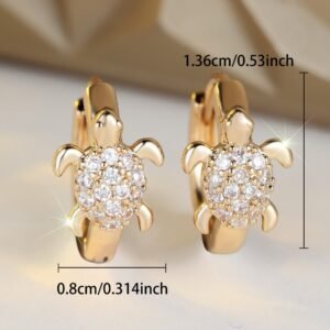 Fashionable Best-Selling Full-Crystal Color Zircon Turtle Earrings