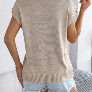 Women Solid Color Cable Knit Batwing Sleeve Loose Knit Top