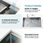 Stainless Steel Kitchen Sink, 33'x19' Single Bowl, Undermount Handmade Sink In Black, With Cutting Board, Colander-Unable Ship Weekends, TK And TEMU Only For Pickup