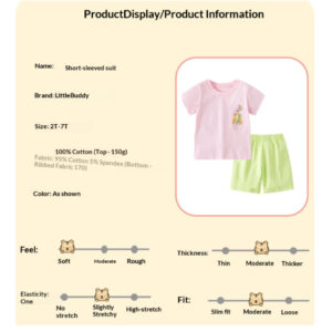 Summer Kids' Cotton Short-sleeve T-shirt Set