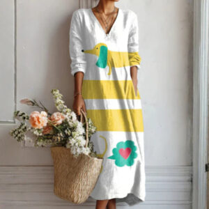 Lady’s Linen Long-sleeved Dress