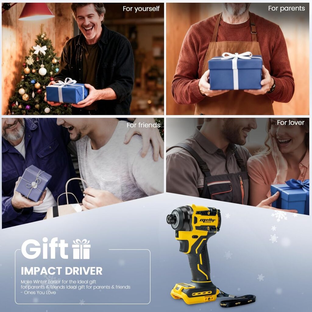 Mellif 14-Inch Impact Driver Compatible With 20V 60V Max Battery Tool Only2212 In-lbs Torque, 4-Speed, Brushless Motor, LED Light