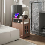 Narrow Side Table End Table With Charging Station, USB Ports, Modern End Table With Storage For Living Room, Brown