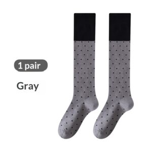 Korean-style Polka-dot Contrast-color Womens Calf Sweet And Versatile Knee-high Puff Socks Made Of Cotton