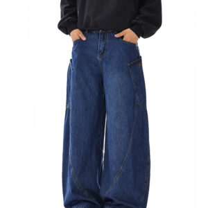 American-style Vintage Design Scimitar Workwear Jeans For Men And Women