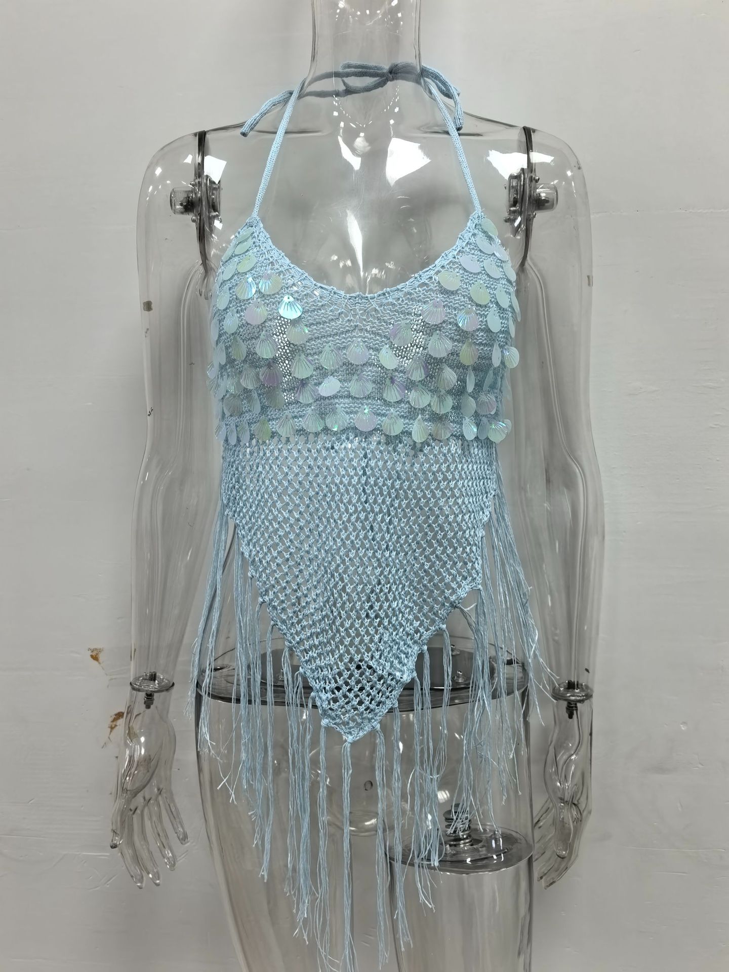 Beach Vacation Sequined Tassel Camisole Top