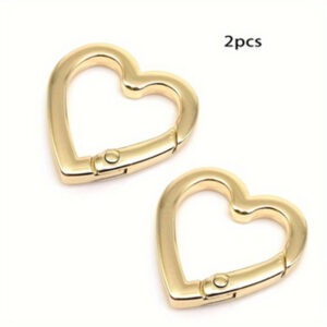 2pcs Spring Gate Heart Shape Ring Open Leather Bag Handbag Belt Strap Buckle Connecter Key Findings Pendant Snap Clip Trigger Hook