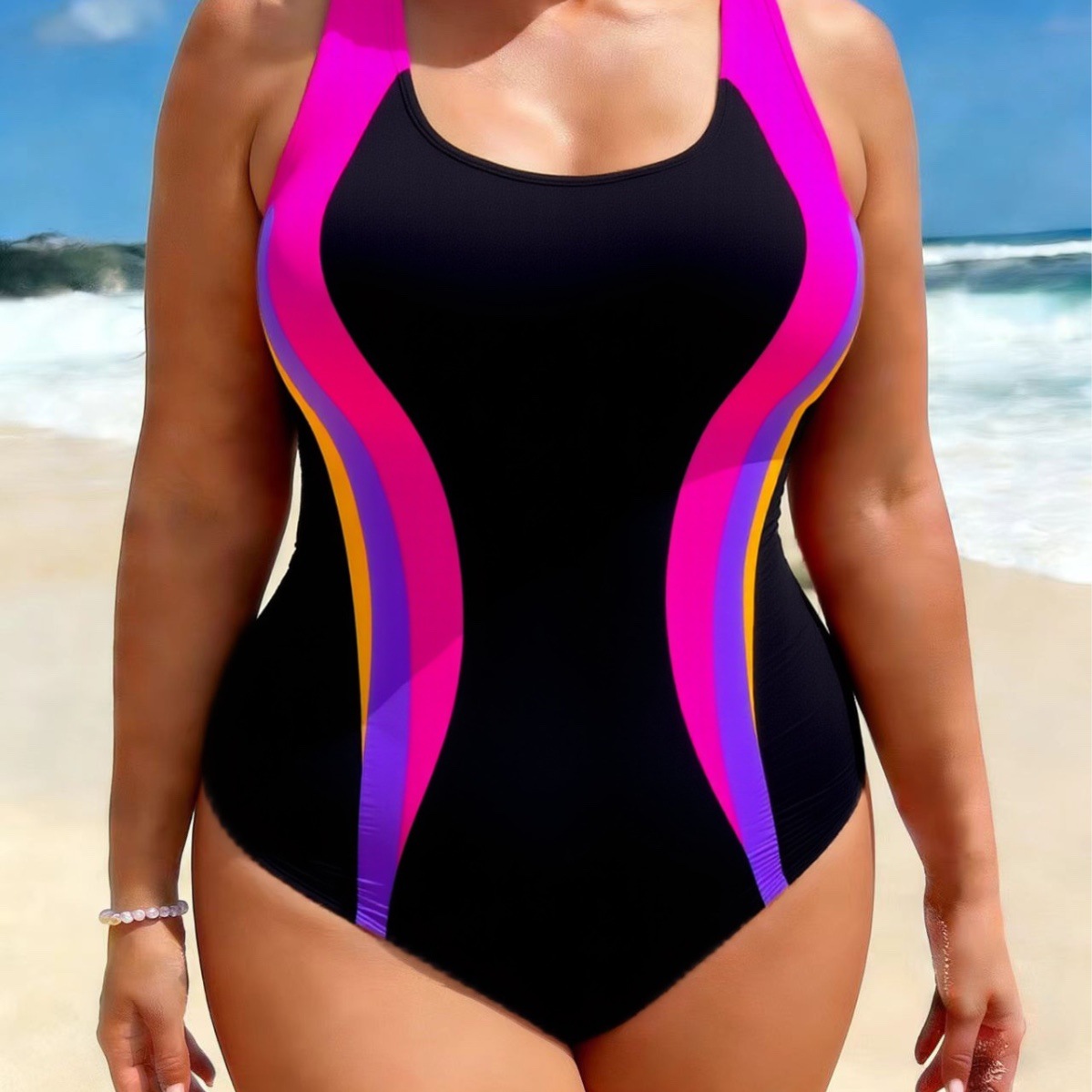 Plus-size Figure-flattering Racing Swimsuit - Image 8