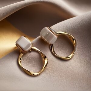 1 Pair Elegant Geometric Metal Hoop Dangle Earrings, Trendy Fashion Accessories, Perfect For Women’s Daily & Banquet Wear, Unique Jewelry Gift