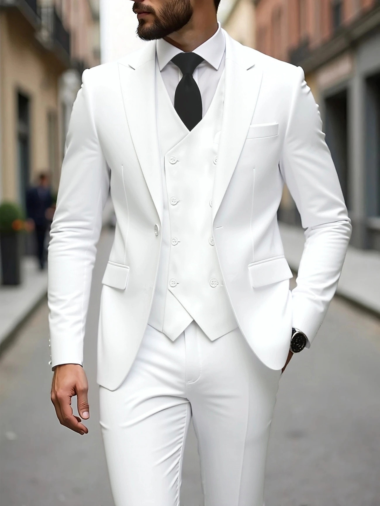 Double-breasted Suit Set Mens Three-piece Business Suit - Image 17