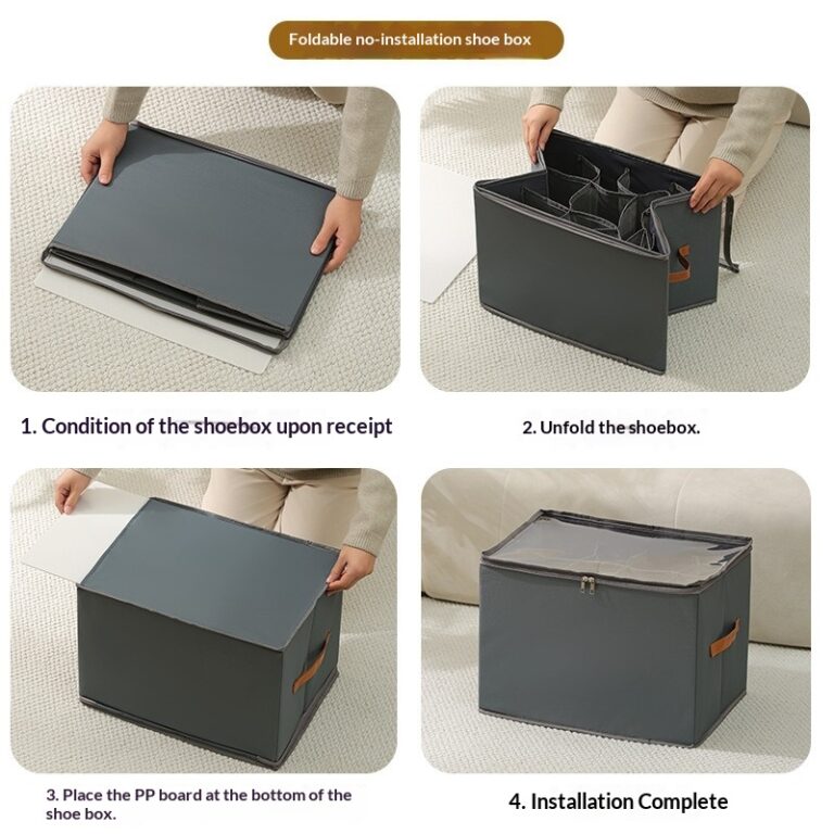 Oxford Cloth Storage Shoe Box Foldable With Zipper